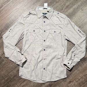 NWT Buffalo David Bitton Light Gray Casual Button-Down Shirt